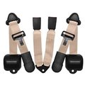 Geared2Golf Airplane 3 Point Tan Retractable Bucket Seat Belt Kit with Bracketry & 2 Belts for 1997-2006 Jeep Wrangler & TJ GE1353530